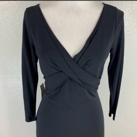 NWT Ann Taylor black cross front midi dress C.C25 - Picture 2 of 7